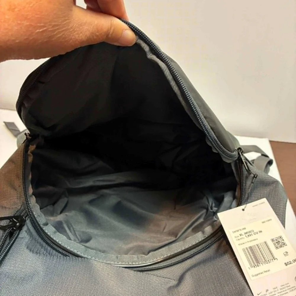 Nike Brasilia Training Backpack XL Gray 30L Swoosh Logo Gym Travel Bag